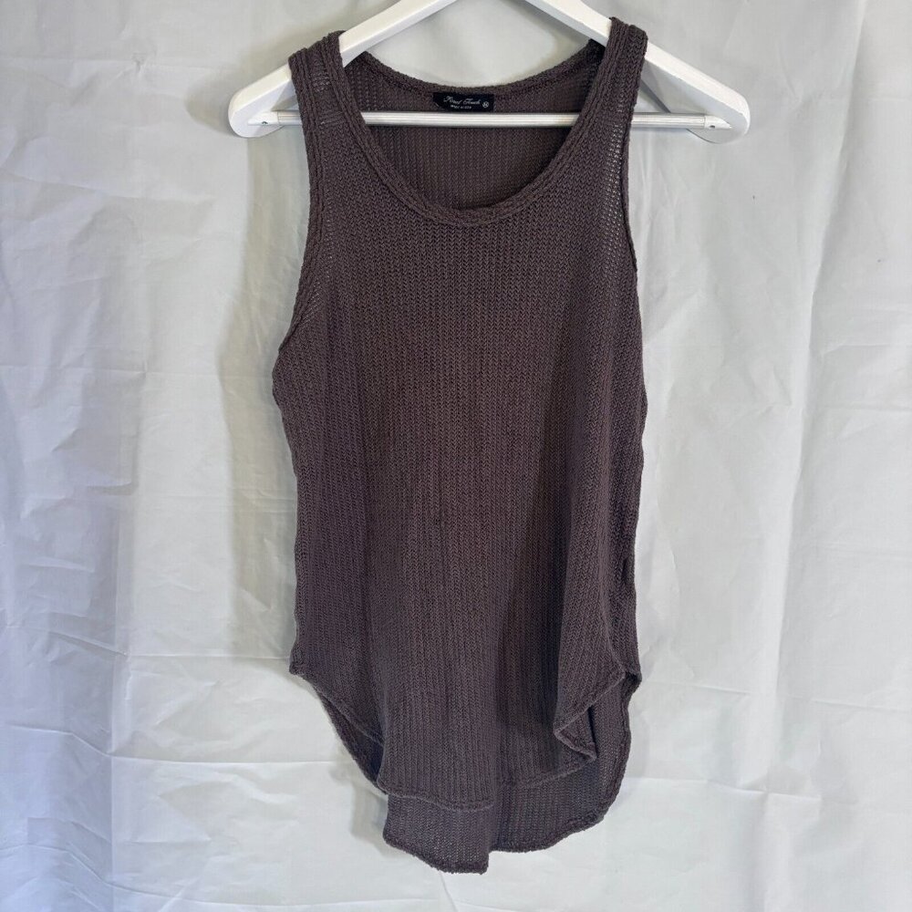 Final Touch Womens Medium Taupe Scoop Neck Knitted Tank Tunic Hi-Low Sleeveless